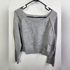 Athleta Gray Cropped Knit Sweater *heavy*, Large, Boatneck